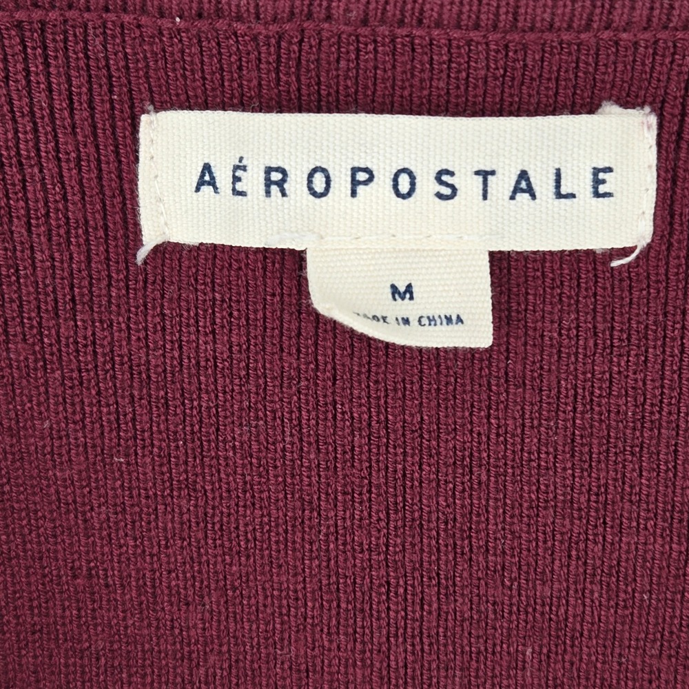 Aeropostale MEDIUM Short Sleeve Sweater Women Maroon Coquette Balletcore - Picture 5 of 7